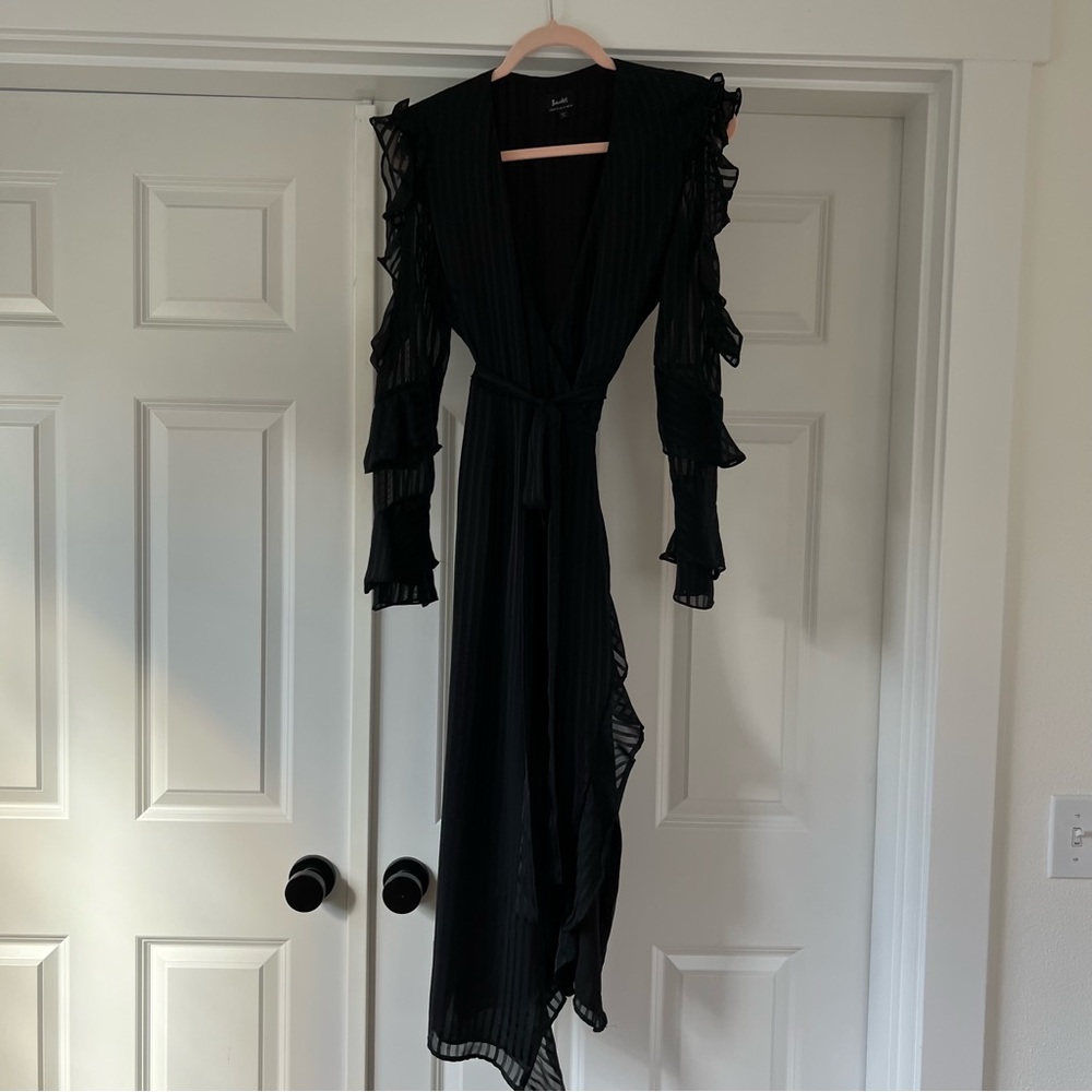 Black Wrap Midi Dress